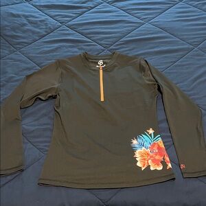 Burnside Black and Orange Long Sleeve Top